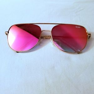 Hot pink Quay Australia mirror lens sunglasses